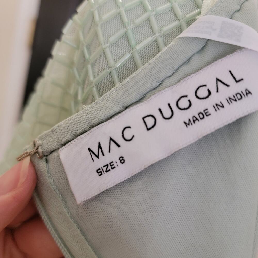 Mac Duggal 93994 Sage Green Beaded Wrap Short Sleeve Gown Size 8 - Picture 6 of 12
